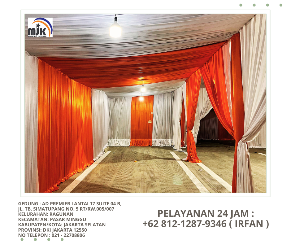 Rental Tenda Konvensional,Tenda Roder Dekor Kain Merah Putih Depok