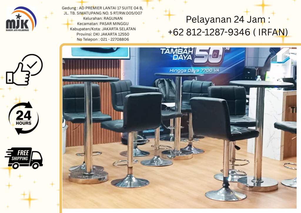 Rental Meja barstool,Meja Ibm Cover Hitam Ketat Jakarta