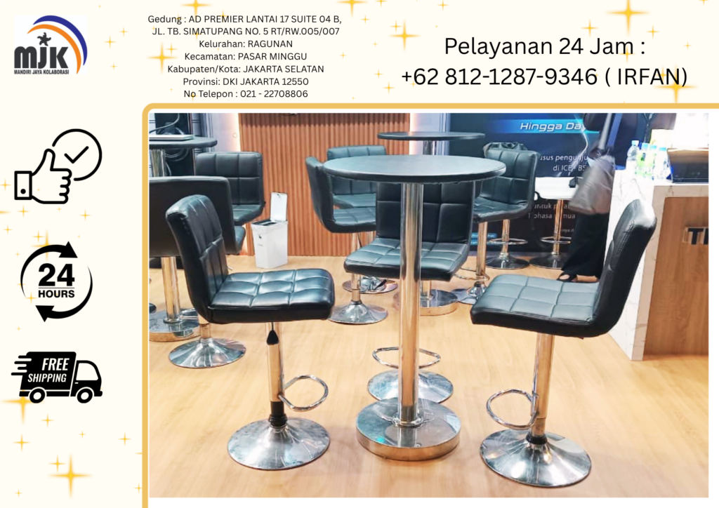 Rental Meja barstool,Meja Ibm Cover Hitam Ketat Jakarta