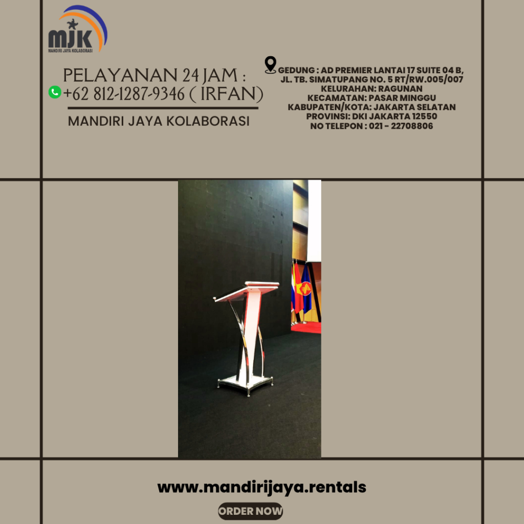 Rental Podium Frame Satinless Putih Jakarta