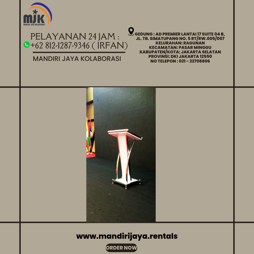 Rental Podium Frame Satinless Putih Jakarta