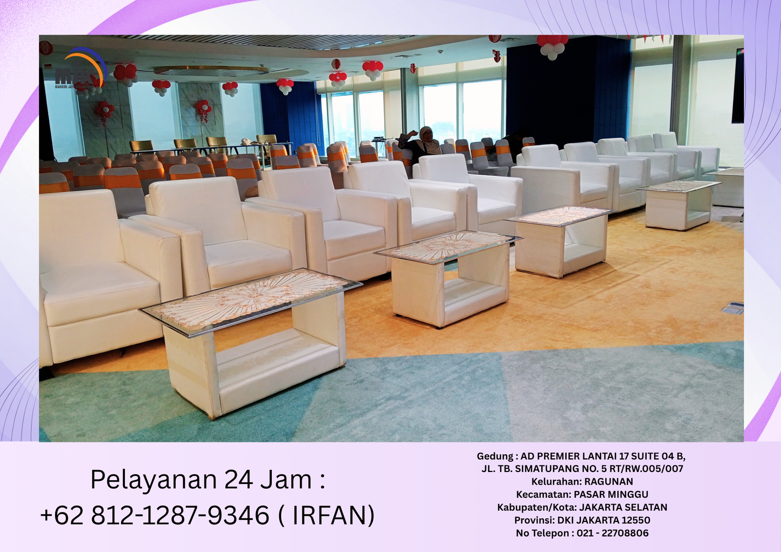Sewa Sofa Minimalis,Meja VIP Kaca Bogor