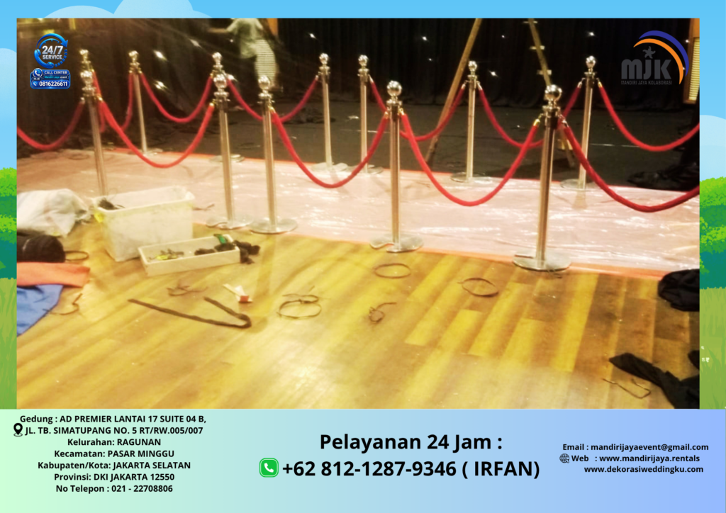 Rental Rope Stand atau Qline VIP Tali Bludru Merah Jakarta 