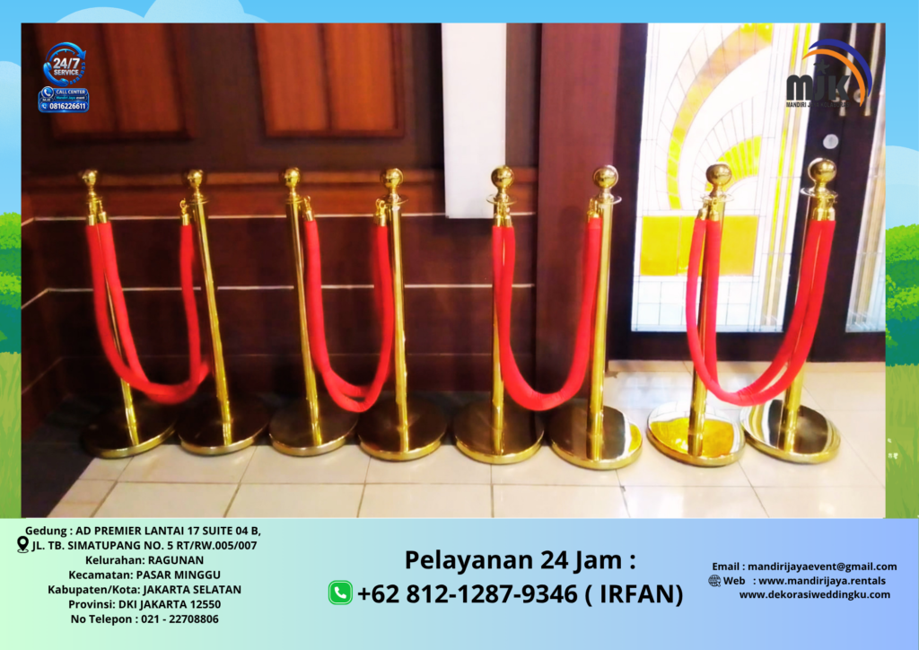 Rental Rope Stand atau Qline VIP Tali Bludru Merah Jakarta 