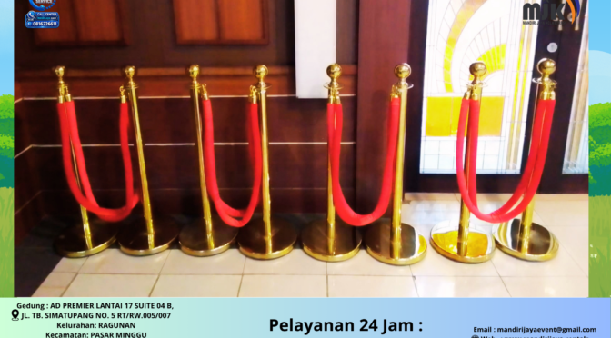 Rental Rope Stand atau Qline VIP Tali Bludru Merah Jakarta