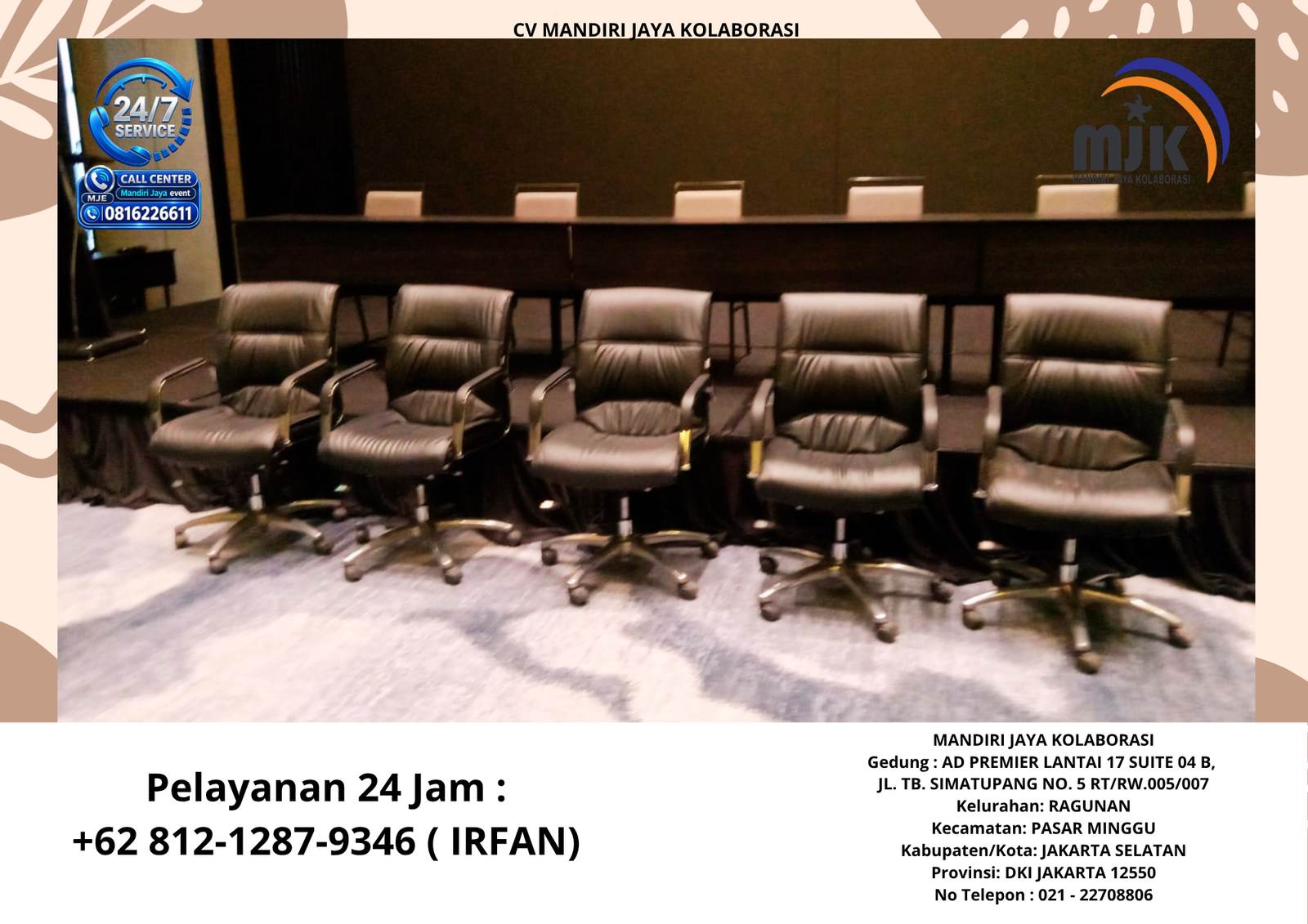 Sewa Kursi Direktur Hitam Jakarta +62 812-1287-9346 IRFAN