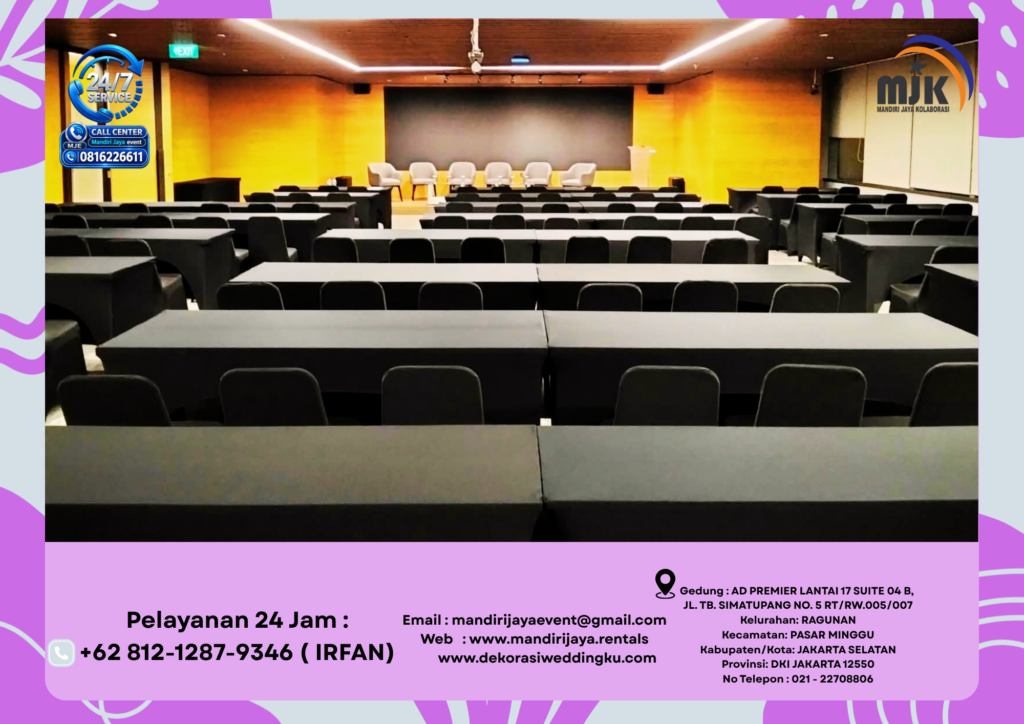Sewa Meja IBM Ketat, Kursi Cover Hitam Jakarta 081212879346 IRFAN
