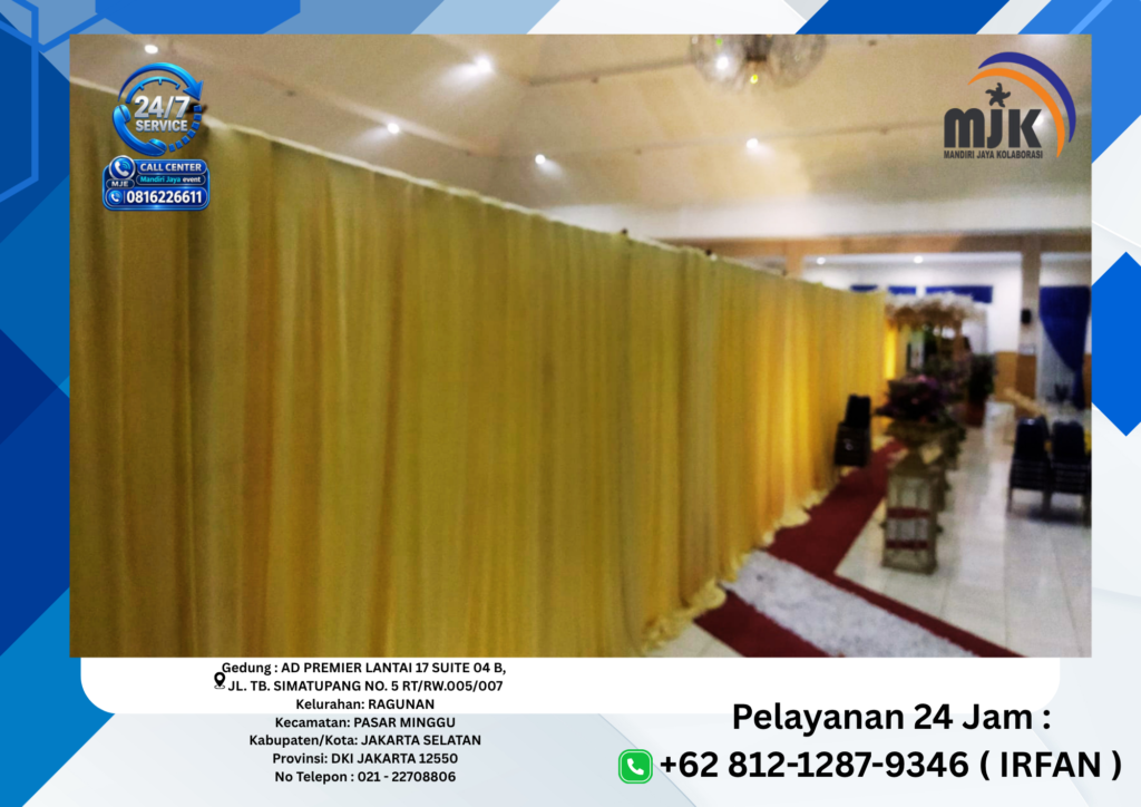 Sewa Tirai Gold,Silver,Putih Filamin Jakarta