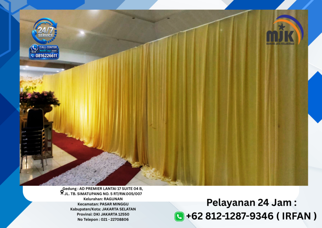 Sewa Tirai Gold,Silver,Putih Filamin Jakarta