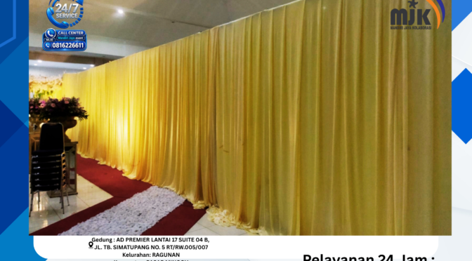 Sewa Tirai Gold,Silver,Putih Filamin Jakarta