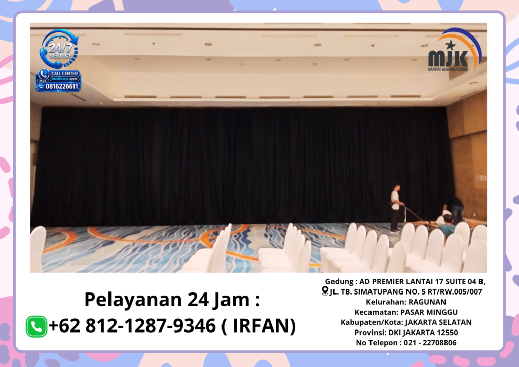 Sewa Tirai Hitam Bahan tebal Jakarta 081212879346 IRFAN