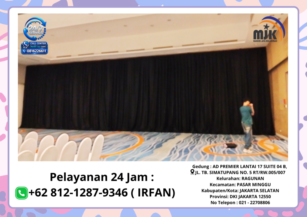 Sewa Tirai Hitam Bahan tebal Jakarta 081212879346 IRFAN