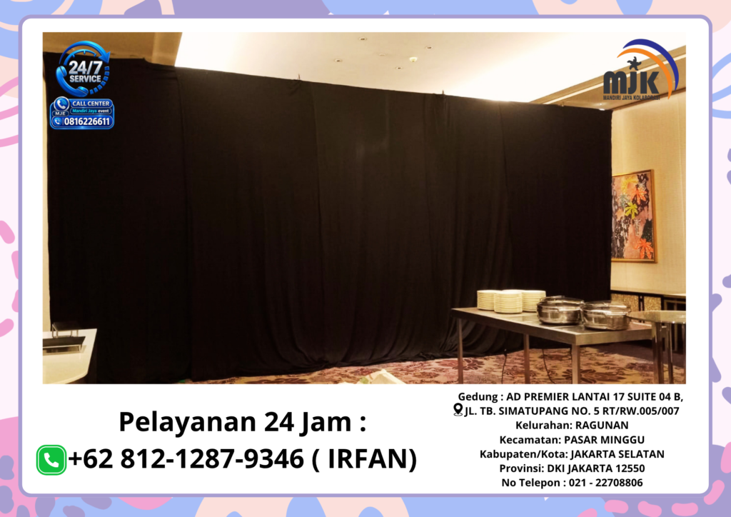 Sewa Tirai Hitam Bahan tebal Jakarta 081212879346 IRFAN