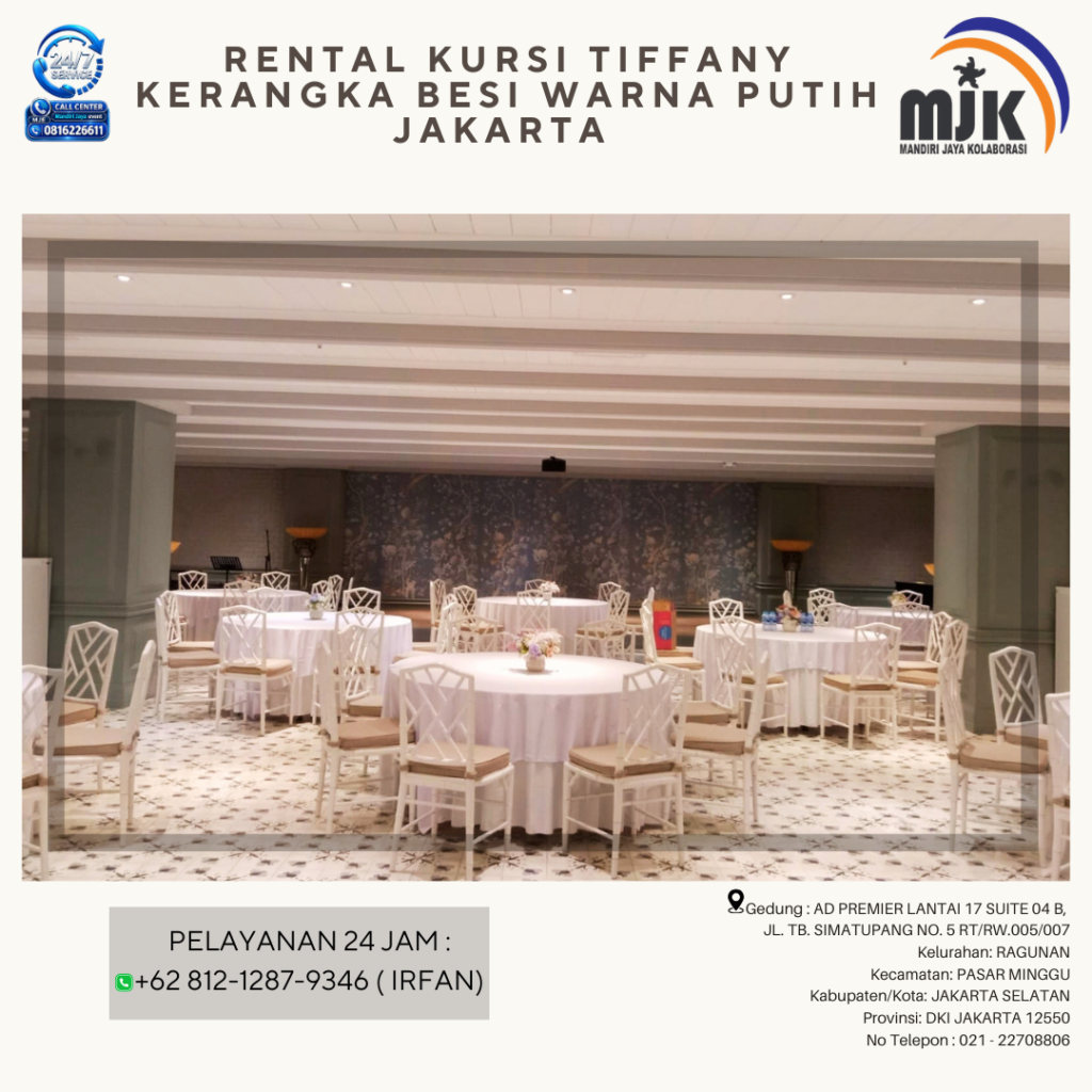 Rental Kursi Tiffany Kerangka Besi Warna Putih Jakarta 081212879346 IRFAN