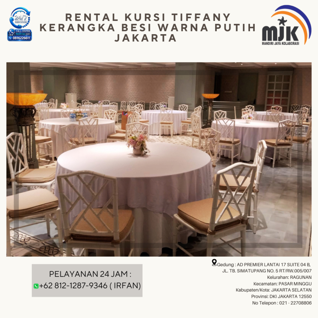 Rental Kursi Tiffany Kerangka Besi Warna Putih Jakarta 081212879346 IRFAN