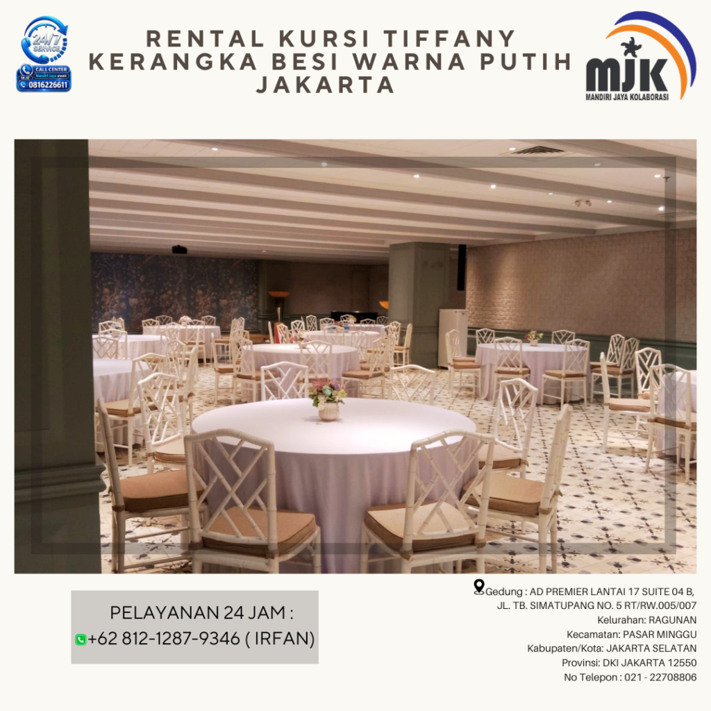 Rental Kursi Tiffany Kerangka Besi Warna Putih Jakarta 081212879346 IRFAN