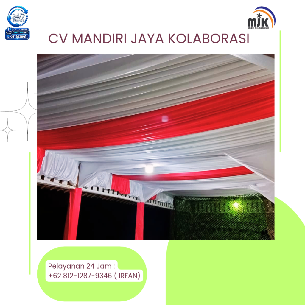 Sewa Dekor Kain Serut Merah Putih 081212879346
