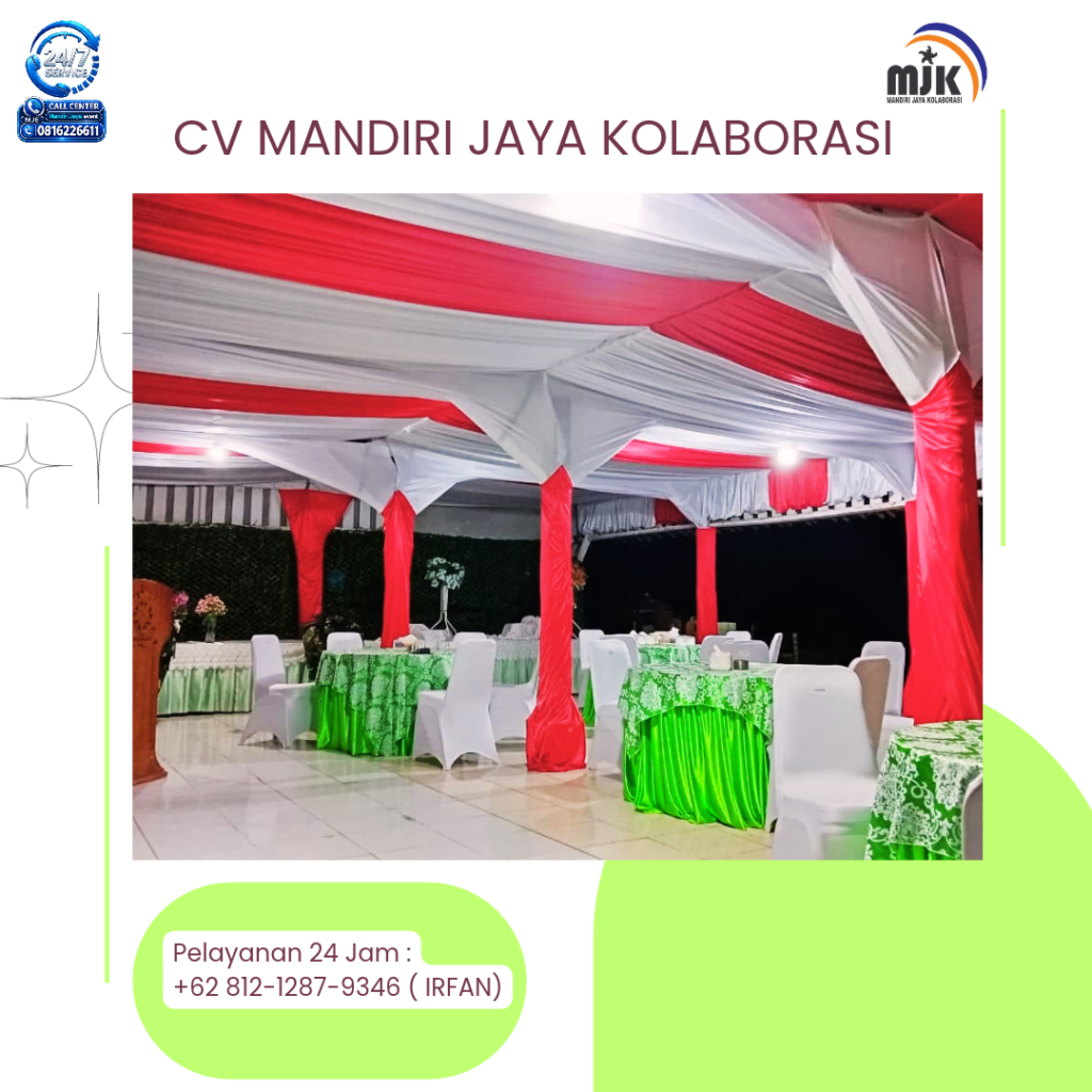 Sewa Dekor Kain Serut Merah Putih 081212879346
