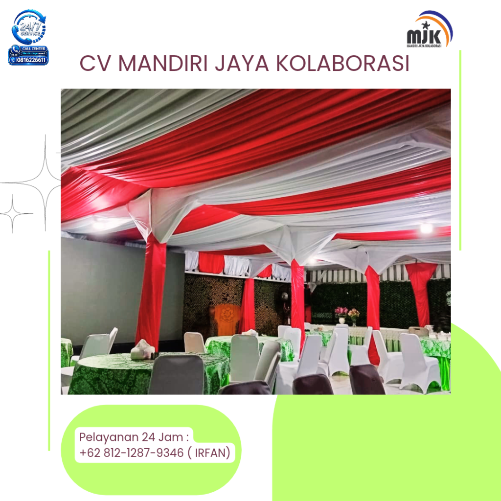 Sewa Dekor Kain Serut Merah Putih 081212879346