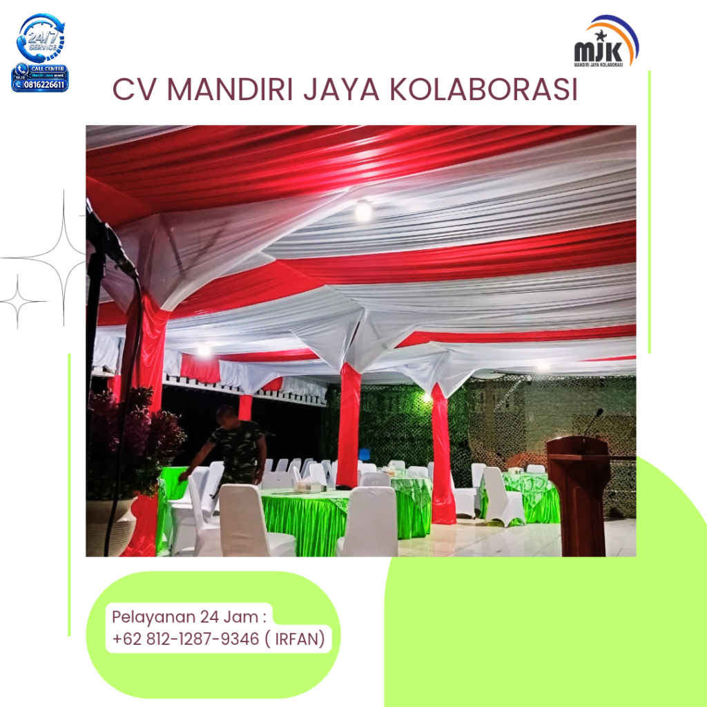 Sewa Dekor Kain Serut Merah Putih 081212879346