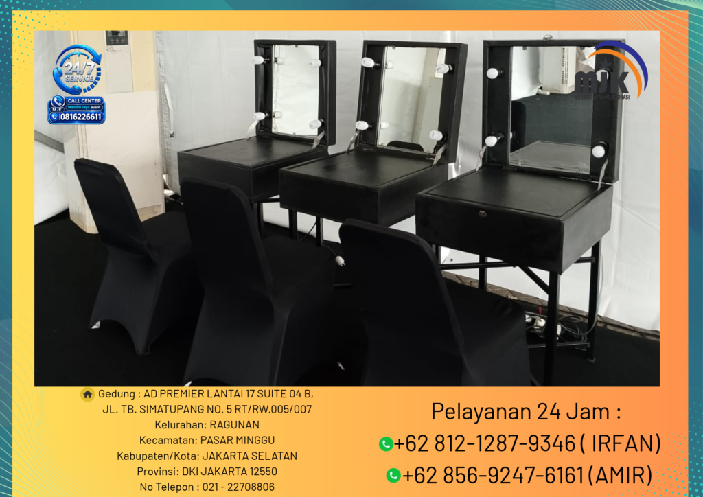 SEWA MEJA RIAS KACA HITAM PORTABLE JAKARTA 081212879346